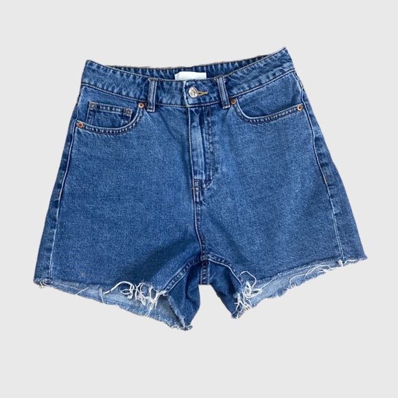 H&M Shorts Hm Blue Raw Hem High Waisted Denim Shorts Womens Sz 2